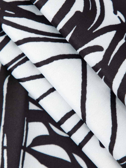 Abstract Line Print Short Sleeve Mini Dress